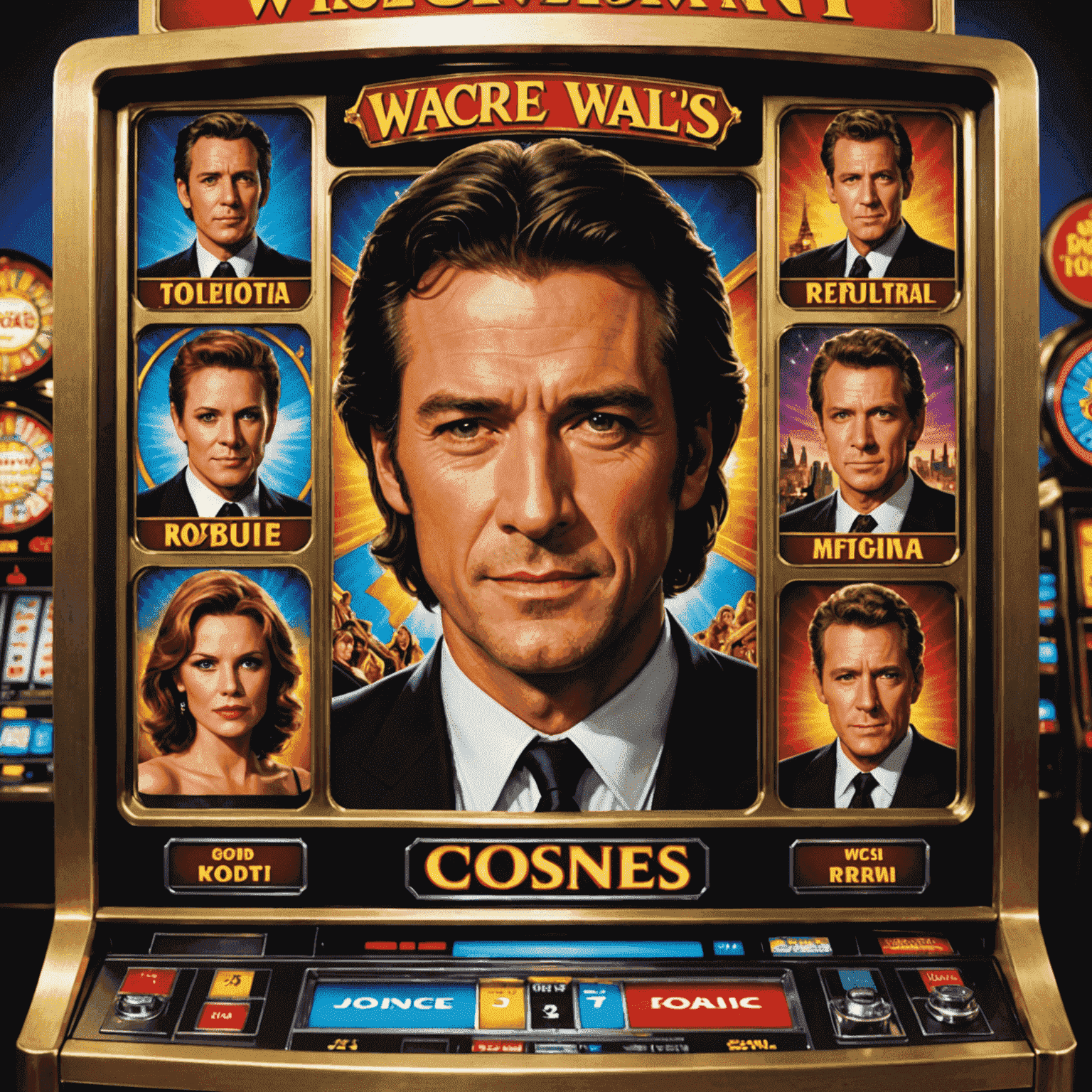 Movie-inspired slot machine featuring famous actors and film scenes